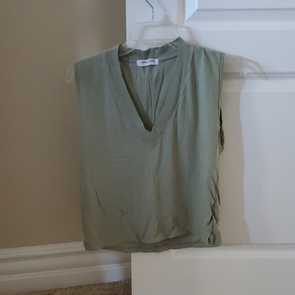 Perfectwhitetee Sage Green V-Neck Tank Top